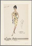 Print dress with lowered waistline and button panel on bodice