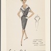 Dress with contrasting polka dot trim for collar and cuff sleeves