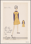 Slot seam trim on jumper with contrast blouse