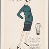 Leather belt at front of graduated striped knit dress