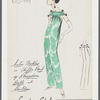 Satin neckline on chiffon print with rhinestone balls at shoulders