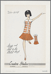 Stripe and solid dress with low pleated skirt