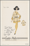 Tweed frock with flower braid and solid trim and chain belt