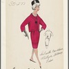 Suit with overblouse and multiple stitching trim