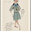 Plaid suit with fitted jacket and flare skirt, contrast on collar