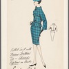 Fitted suit with narrow leather tie and shirred peplum in back