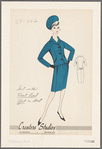Suit with front panel effect on skirt