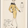 Fur collar on short jacket suit with self loop and cording trim