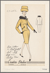 Fur collar on short jacket suit with self loop and cording trim