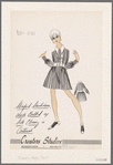 Striped shirtdress, wide belted with side closing in contrast