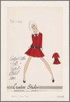 Contrast collar and cuffs on tucked and pleated dress