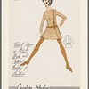 Tweed dress with gored skirt and contrast banding of leather