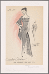 Sleeveless cocktail sheath dress with embroidered scallop trim at bateau neckline; matching stole with scallop trim edging