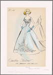 Full-length evening dress with gored skirt, spaghetti straps and bare back; decorative details on bodice and skirt