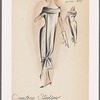 Evening dress with off-the-shoulder shawl collar, from the back of which hangs a long panel, tied near the bottom hem with a bow.   