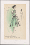 1950s evening wear fashion sketch