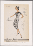 1950s evening wear fashion sketch