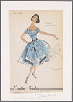 1950s evening wear fashion sketch