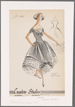 1950s evening wear fashion sketch