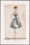 1950s evening wear fashion sketch