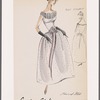 Sleeveless point d'espirit dress with neckline shirring and waist ribbon sash with floral decoration