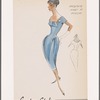 Short-sleeved cocktail tulip dress with marquisette inserts and gathers at neckline; fitted midriff and gathers at hips
