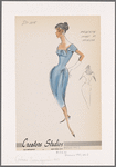 Short-sleeved cocktail tulip dress with marquisette inserts and gathers at neckline; fitted midriff and gathers at hips