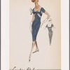 Short-sleeved sheath dress with square neckline and contrast fabric wound through bodice