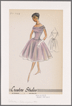 Off-the-shoulder cocktail dress with full, gathered skirt and peekaboo shoulders; waist sash ties at back