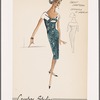 Print shantung sheath dress with organza at neckline