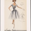 Cocktail voile dress with wrapped portrait collar trimmed with val lace; shirred midriff and gathered full skirt