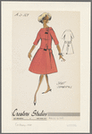 Sport separates: A-line skirt with tied belt and fringed detail at back; bateau neckline top with foldover collar and off-center placket with buttons and fringe