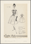 1950s evening wear fashion sketch
