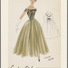 1950s evening wear fashion sketch