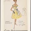 Print dress with double rows of self ruffles