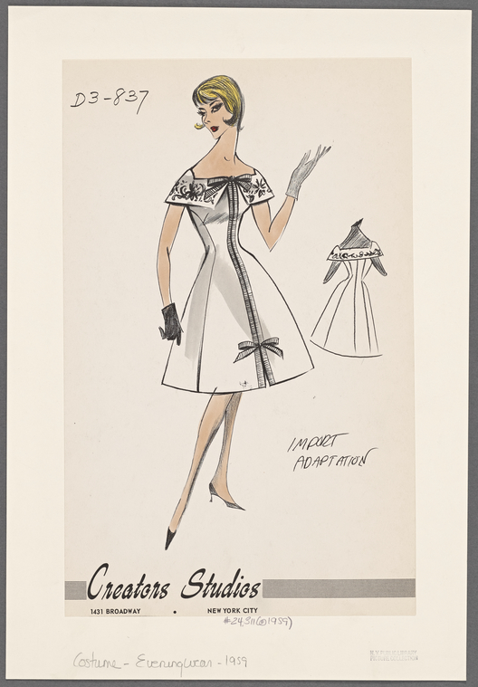 Panel dress with contrast trim - NYPL Digital Collections