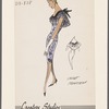 Print dress with wide lace collar and bow