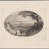 Oval landscape near Rome, woman with basket on her head in the left foreground