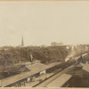 6th Avenue & 42nd Street Elevated Station with arriving train; Bryant Park