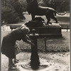 Fountain and lion sculpture