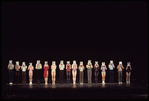 Chorus lined up on stage for 2nd New York call of the stage production A Chorus Line, long shot # 1