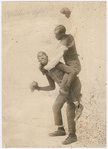 Publicity photograph of vaudeville comedy duo Miller and Lyles, performing their prizefighting routine, circa 1910