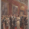 Georg Schöbel: Im Kapitelsaale. Osmann=Bei... Freiherr von Levetzow, russischer Botschater. Von Tirpitz. von Moltke, Generalstabschef. Der Kronprinz. Frau von Moltke. Generalin von Unger. von Lynder, Hofmarschall. von Bethmann. Graf Eulenburg. von Szögyenyi österr Gesandte