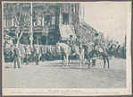 Une parade militaire Allemande. L'empereur Guillaume II, entrant à Crefeld, le 2 avril, à la tête du régiment des "hussards de la danse" venant de Dusseldorf, reçoit les souhaits de bienvenue de la munipaliéé