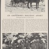Emperor William of Germany starting for a wild boar hunt. A wild boar just killed by William II. in the forests of Prussia