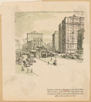 Looking north along Broadway and Amsterdam Avenue from a point near the 72nd Street subway express station, showing location of our new office on the northeast corner