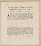 Dyckman Farm House, Broadway and 200th Street, New York