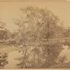 View of river, two boys on shore