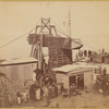 The obelisk "Cleopatra's Needle" in a horizontal position being crated for transport