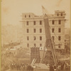 The crated obelisk "Cleopatra's Needle" being lowered to a horizontal position 